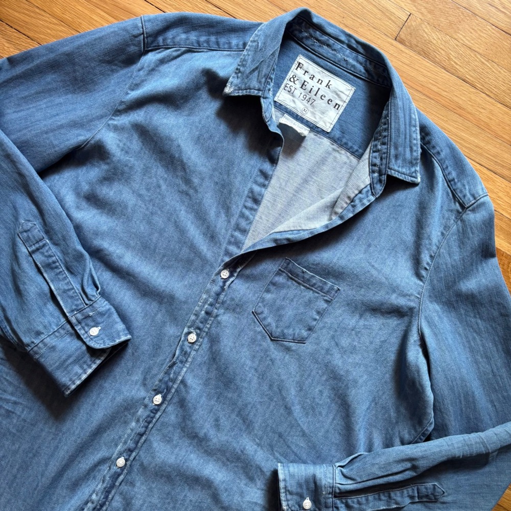 Frank & Eileen Eileen Relaxed Button-Up Shirt Denim Women XL Long Sleeve Casual